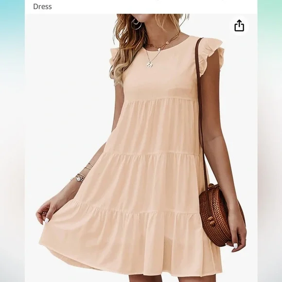 Medium sleeveless tiered, flowy mini dress - Picture 1 of 6